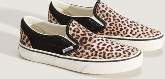Vans Slip-On Sneaker VANS Classic Slip-On, Damen, Gr. 38,5, schwarz, leopard, Textil, Schuhe Slip-On Sneaker