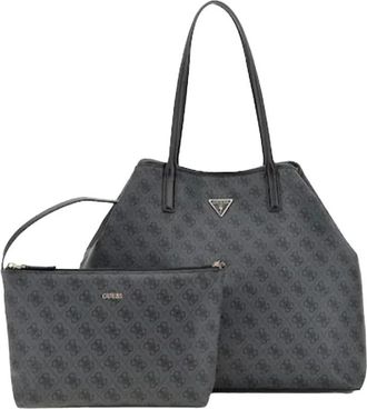 Guess Eco Victtoria Handtassen Zwart Leer - Dames - Shoppers - Zwart - ONE Size - Leer - Tassen