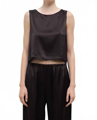 Leset Barb Lace Crop Sleeveless Crew Top In Chocolate