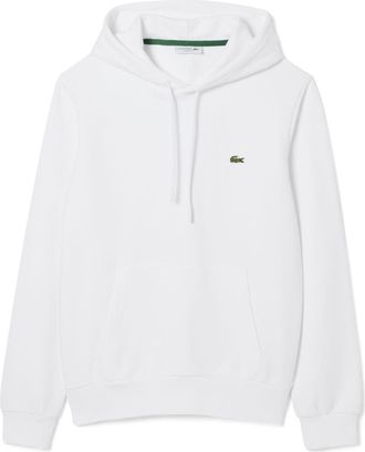 Lacoste Lightweight Cotton Fleece Pullover Hoodie in White at Nordstrom, Size 6