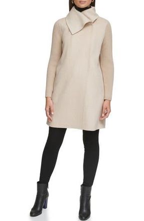 Kenneth Cole Asymmetric Collar Wool Blend Cloat in Oatmeal at Nordstrom Rack, Size X-Small