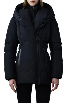 Mackage Adali Hooded Water Repellent Down Jacket in Black at Nordstrom, Size Xx-Large