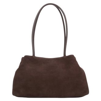 Estro & Luminara Tassen, Dames, Bruin, ONE Size, Leer, Velours Schoudertas