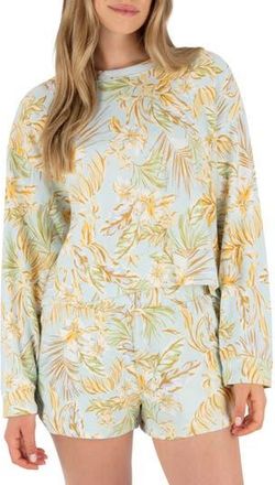 Hurley Fall Palms Boxy Crewneck Sweatshrit in Starlight Blue at Nordstrom Rack, Size X-Small