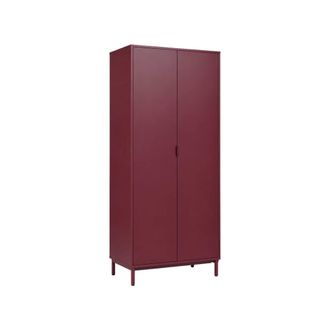 Sweeek Vestidor, armario de madera y metal con 2 puertas, burdeos