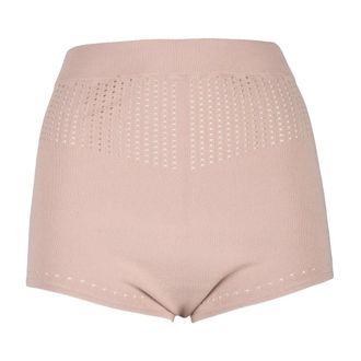 Max Mara Korte Broeken, Dames, Roze, S, Polyester, Gebreide Shorts met Hoge Taille Elastiek