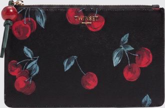 Twinset Pochette in pelle sintetica a grana con stampa cherries