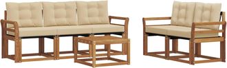 vidaXL Conjunto De Sof&aacute;s De Exterior 6 Uds. Natural Y Beige Vidaxl