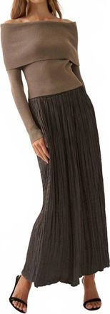 Promesa Satin Pleated Lettuce Skirt In Charcoal