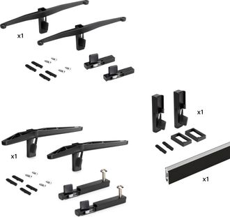Emuca Emuca - Kit De Soportes Para 1 Estante De Madera, 1 M&oacute;dulo Y 1 Barra De Colgar De Longitud 1m Zero, Zamak, Pintado Color Negro Texturizado