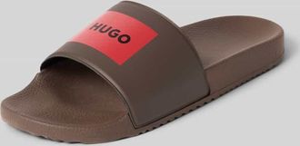 HUGO BOSS Badeschuhe mit Logo Print Modell TIMEIN_SLID_PH in Mittelbraun, Gr&ouml;&szlig;e 42