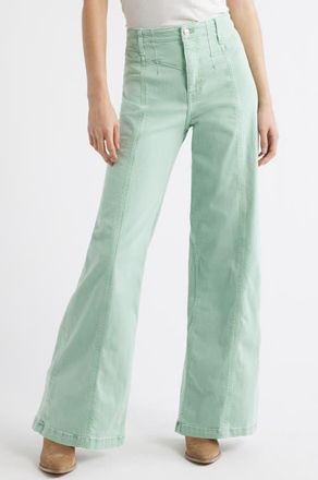 Free People Libre Front Yoke Wide Leg Jeans in Cameo Green at Nordstrom, Size 24