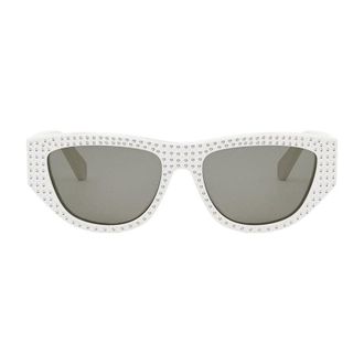 Celine CL4278US25A Crystal Stud Cat-Eye Sunglasses - White