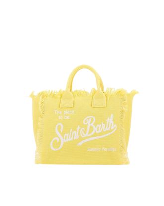 MC2 Saint Barth Fringed Light Yellow Canvas Tote Bag with Sturdy Handles