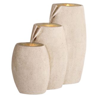 Beliani Fuente De Jard&iacute;n Exterior Cascada Con Luz Led Enchufe Beige Arkle