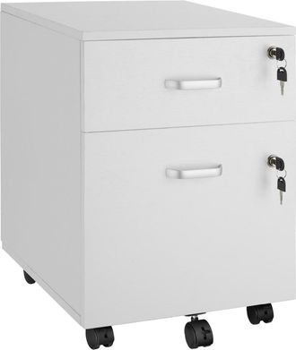 TecTake Cajonera con ruedas y 2 cajones con cierre, 40 x 46 x 54,5 cm, blanco