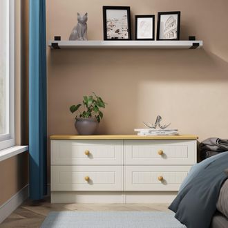 Welcome Furniture Byland Ready Assembled 4 Drawer Bed Box in Cream Ash & Modern Oak - Welcome Furniture | TJ Hughes