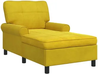 vidaXL Chaise Lounge with Cushion Yellow 91 x 157 x 91 cm Velvet vidaXL