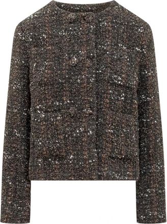 Fabiana Filippi Blazerjas met ronde hals - Dames - Blazers - Veelkleurig - M - Wol - Jassen