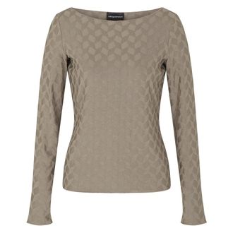 Emporio Armani Jacquard Jersey Jumper - Dames - Longsleeves - Bruin - S - Tops