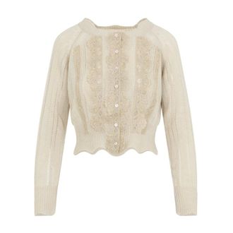 Ermanno Scervino Dames, Truien, Beige, Maat: 2XS Leer