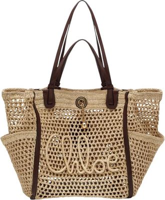Chlo&eacute; Iconische Dubbele Draagtas - Dames - Shoppers - Beige - ONE Size - Leer - Tassen