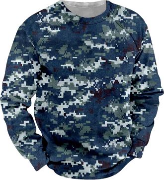 Generic Mens Camo Sweatshirt Crewneck Sweatshirt Men Camouflage Woodland Pattern Sweater Long Raglan Sleeve Pullover Round Neck Army Pullover Workout Outdoor 
