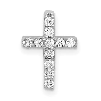 Diamond2Deal 10K White Gold 1/5ct. Diamond Latin Cross Chain Slide Pendant