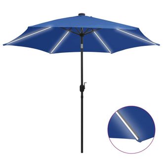 vidaXL Vidaxl - Sombrilla De Jard&iacute;n Luces Led Palo De Aluminio Azul 300 Cm
