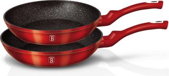 Berlinger Haus Juego De 2 Sartenes Con Revestimiento De Granito 22/26cm Berlinger Haus L&iacute;nea Met&aacute;lica Burdeos Bh-1612-nf