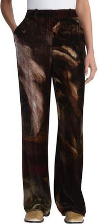 Lafayette 148 New York x Save Venice Gates High Waist Velvet Straight Leg Pants in Burnt Sienna Multi at Nordstrom Rack, Size 10