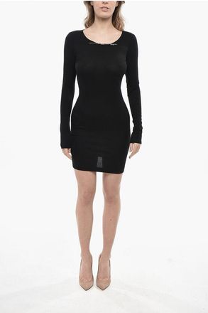 Diesel Ribbed Long-Sleeve Dress D-MATIC with Metal Detail size Xxs