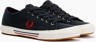 Fred Perry Mens Fred Perry B708 Vintage Tennis Canvas Mens Navy/Red Trainers - Blue - Size: 11