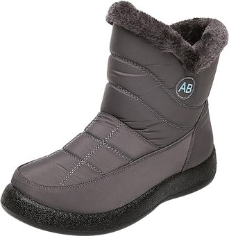 Generic Snow Boots Womens Lined Half Height Winter Boots Winter Warm Ankle Boots Non-Slip Flat Winter Shoes Outdoor Snow Boots Lightweight Winter Boots Warm M