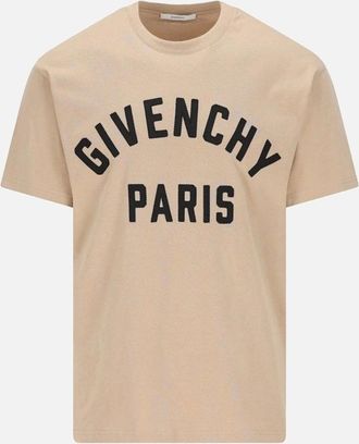 Givenchy Mens Embroidered Logo T-shirt Beige - Cream - Size: 40