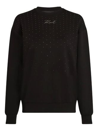 Karl Lagerfeld rhinestone-embellished sweatshirt - women - Viscose/Polyamide - S - Black