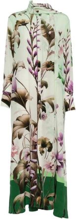 F.R.S. For Restless Sleepers Printed Silk Dress - Dames - Maxi kleedjes - Groen - S - Kleedjes