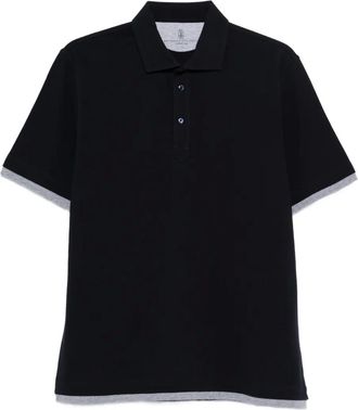 Brunello Cucinelli Poloshirt met knoop afwerking - Blauw