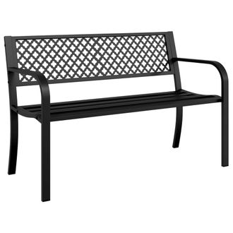vidaXL Banco De Jard&iacute;n De Acero Negro 119 Cm Vidaxl
