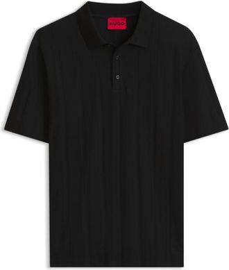 HUGO BOSS Relaxed-fit mercerized-cotton polo shirt with herringbone stripes