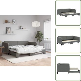 vidaXL The Living Store Divano Letto con Letto Estraibile Grigio Scuro 90x200cm Tessuto - Letto estraibile