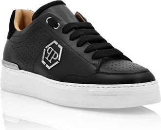 Philipp Plein Mix Leather Lo-Top Sneakers Luxe Unisex in Black at Nordstrom, Size 37