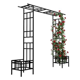 Relaxdays Relaxdays, Arco Para Rosas, Jardineras, Metal, 2 Dise&ntilde;os De Techo, Arco Resistente Para Trepadoras, Negro