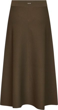 Max Mara Womens Flared Midi Skirt Viscose Crepe Khaki Green