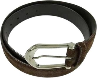 Louis Vuitton Pre-owned Belts, male, Brown, Size: ONE SIZE Pre-owned Vintage Suede Leather Belt