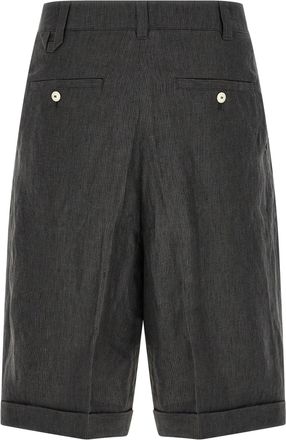 Jacquemus Mens Gray Linen Bermuda Shorts