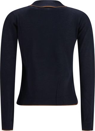 Max Mara Womens Msttarga Cardigan Blu-Cuoio Silk; Wool Ovis Aries Blu/cuoio Sweater