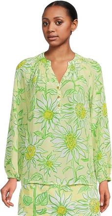 Lilly Pulitzer Elsa Top Womens Blouse Limoncello Sunbelievable : XXS, Silk