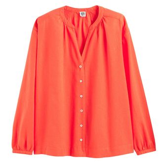 La Redoute Collections Losse blouse met tuniekhals, linnen en katoen
