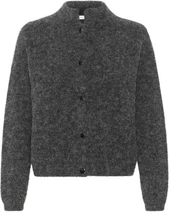 Gestuz Kort Cardigan - Dames - Vesten - Grijs - XL - Wol - Truien & Vesten